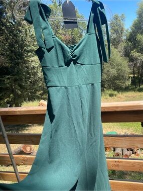 Tie-Shoulder Green Maxi Dress